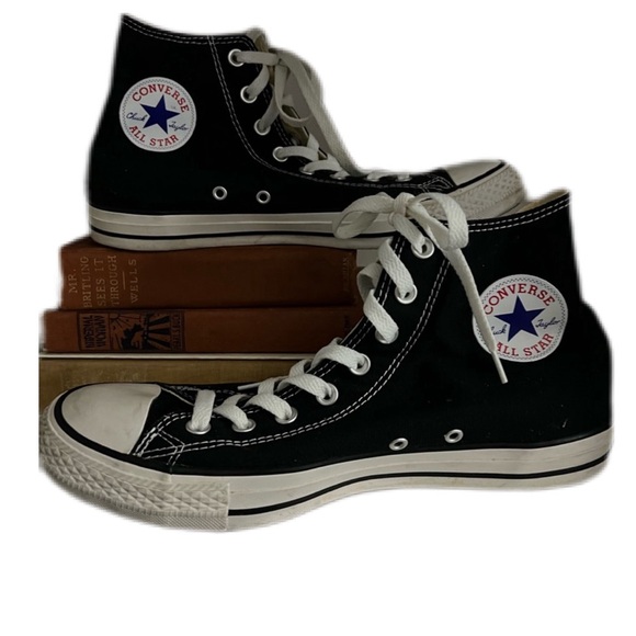 Converse Other - Converse Sneakers, Men’s 10. Classic black with white high tops.
